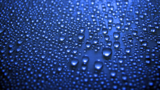 Water droplets blue surface fence - a blue surface free wallpaper