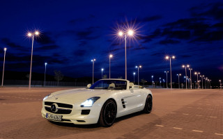 White sports car night city 6 - street free wallpaper for desktop