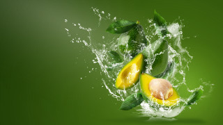 Green fruit water splash 3d - the side of the image free wallpaper