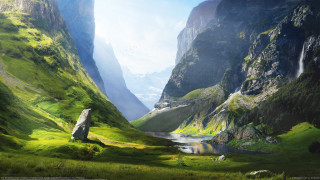 Valley river mountains sky forest - christophe vacher free wallpaper for desktop