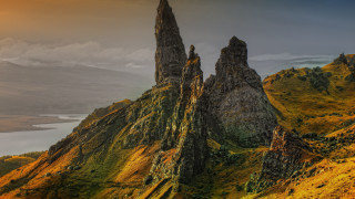 Mountain rock formation lake cloudy - dugald sutherland maccoll free wallpaper