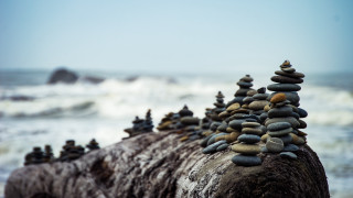 Rock formation beach ocean waves - a rock formation free wallpaper