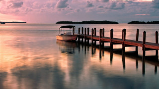 Boat pier lake sunset clouds - a pier free wallpaper