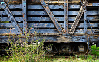 Train car overgrown urban scene - a train car free wallpaper