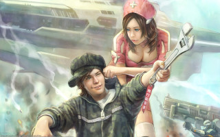 Man woman wrench gun fantasy - a wrench free wallpaper