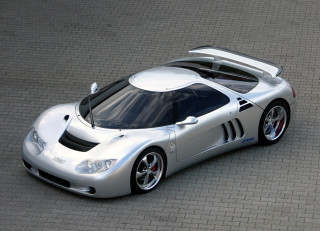 Silver sports car brick road - a brick road free wallpaper