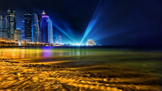 City skyline bright light show - daren bader free wallpaper for desktop