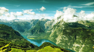 Scenic valley lake mountains clouds 4 - arthur quartley free wallpaper