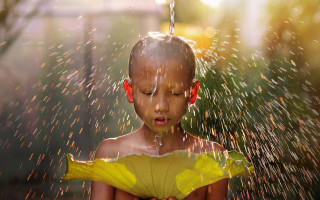 Young boy sprinkling water yellow - a young boy free wallpaper
