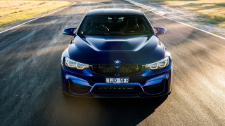 Blue bmw car road grass - a blue bmw car free wallpaper