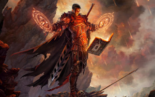 Armor sword shield fantasy sunset - a painting style free wallpaper