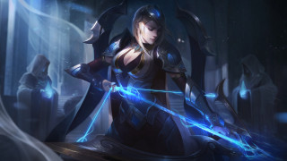 Woman blue sword glowing armor - a blue outfit holding free wallpaper