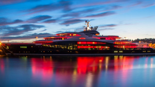 Large boat docked night colorful - deep free wallpaper