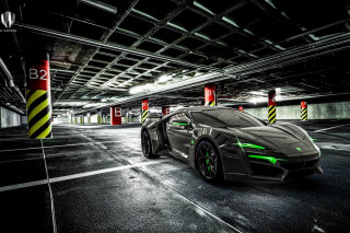 Neon lit vintage car tokyo - a parking garage free wallpaper for desktop