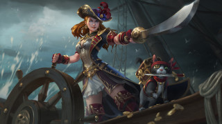 Pirate woman sword ship blue - a ship free wallpaper