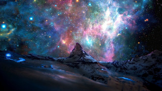 Snow mountain starry sky aurora - star and a star free wallpaper