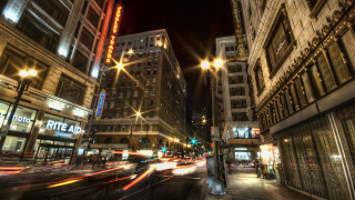 City street traffic night lights 19 - the building free wallpaper