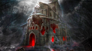 Creepy castle blood dripping face - a creepy face free wallpaper