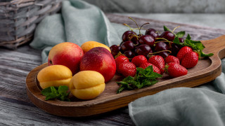 Wooden tray fruit basket napkin - fruit free wallpaper
