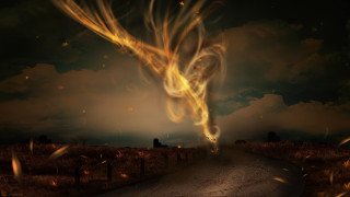 Fire swirl dusk mountain embers - a fence free wallpaper for desktop