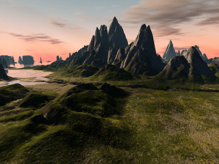 Mountain lake cityscape dusk sunset - image of a mountain range free wallpaper