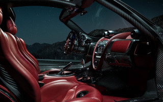 Red black car leather interior - wheel free wallpaper