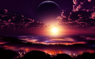 Sunset city planet clouds sky - a. hardy free wallpaper for desktop