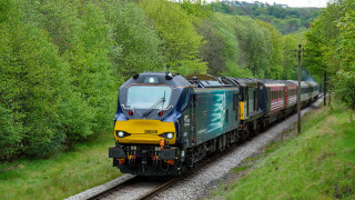 Train woods mountains cloudy day - the track free wallpaper