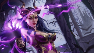 Horned woman purple outfit magic - a purple ball free wallpaper