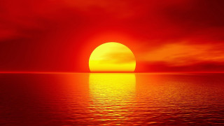 Sunset red sky clouds moon - orange sun free wallpaper