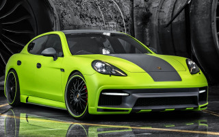 Lime green sports car garage - the front of the car free wallpaper for desktop