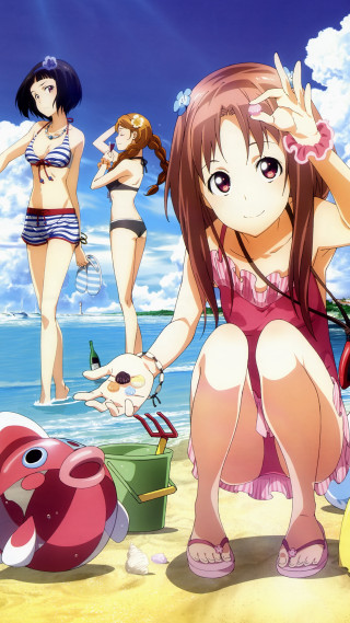 Women beach water pink pig - a body of water free wallpaper for mobile