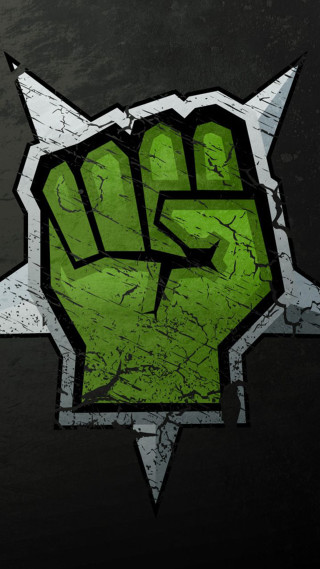 Green fist black background white - shock art free wallpaper for mobile