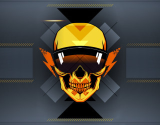 Yellow helmet skull flames triangle - a yellow helmet free wallpaper for desktop