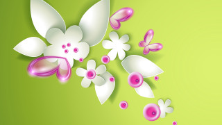 Green white flower butterfly pink - cheng shifa free wallpaper