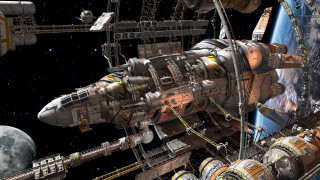 Space station shuttle moon astronaut 2 - a space station free wallpaper for desktop