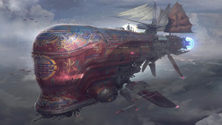 Futuristic ship sailboat airship castle - a futuristic ship free wallpaper