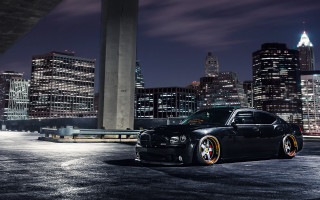 Black car city skyline bridge - a bridge in the background free wallpaper