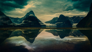 Mountain lake cloudy sky night - derold page free wallpaper