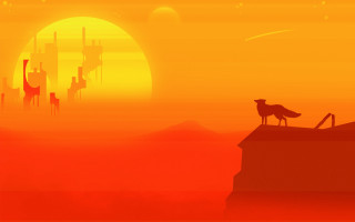 Bird roof sunset factory silhouette - a sunset free wallpaper for desktop