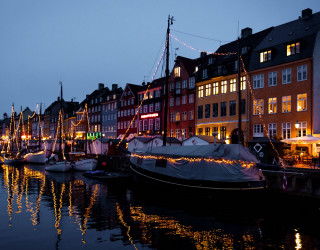 Harbor boats night city lights - a harbor free wallpaper