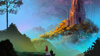 Castle people hill fantasy matte - a hill in the background free wallpaper