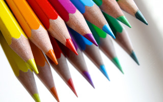 Colored pencils row white background - straight free wallpaper