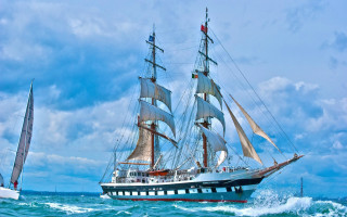 Large sailboat ocean cloudy day - fitz hugh lane free wallpaper