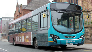 Blue bus brick building clock - artgem free wallpaper