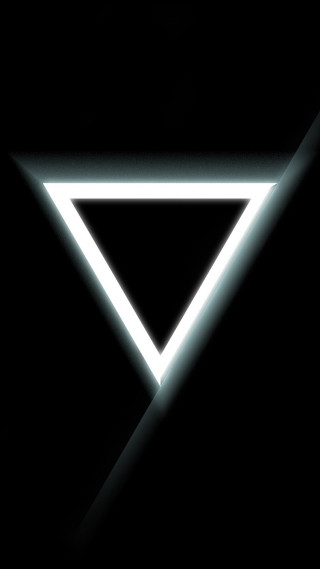 Triangle light middle black background - volumetric free wallpaper for mobile