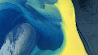 Blue yellow substance black object 2 - subsurface free wallpaper