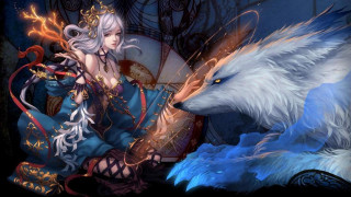 Woman wolf anne stokes anime - a wolf free wallpaper for desktop