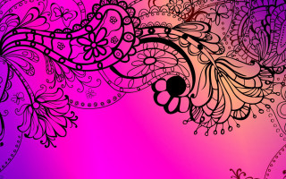 Purple pink floral pattern black - bottom free wallpaper