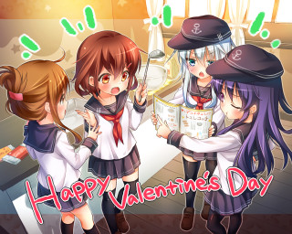 Valentines day girls akatsuki hibiki - free valentines wallpaper